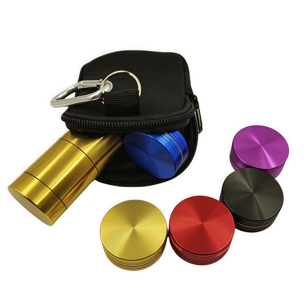 Travel tobacco storage tanks and cigarette grinder smoking gift set