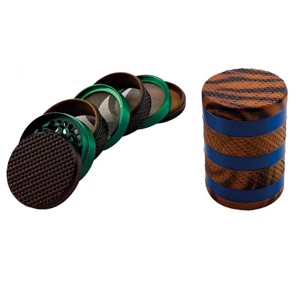 DK5315 Big New Arrival Curved Grinder Zinc Alloy 5-Layers Wood Grain Metal Herb Grinder
