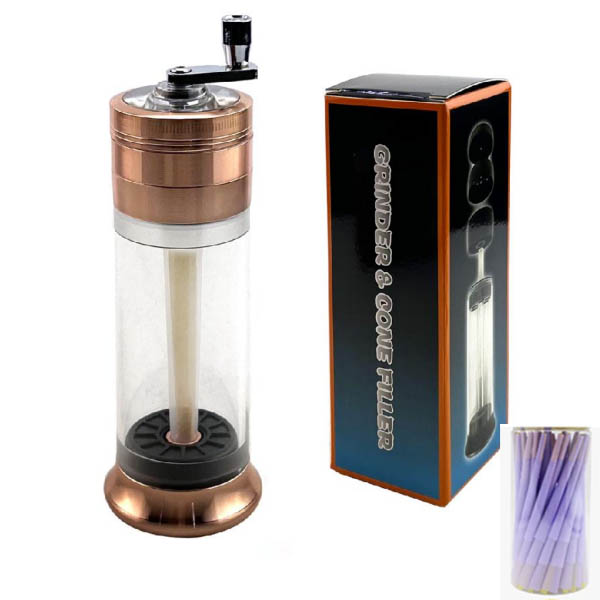 3 in 1 Manual Grinder with Magnetic Lid Hand Crank Mill for Grinding, Filling & Storing, Cone Filling Tool Included, No Electricity Needed Ideal for Tobacco Accessories Holiday Gifts