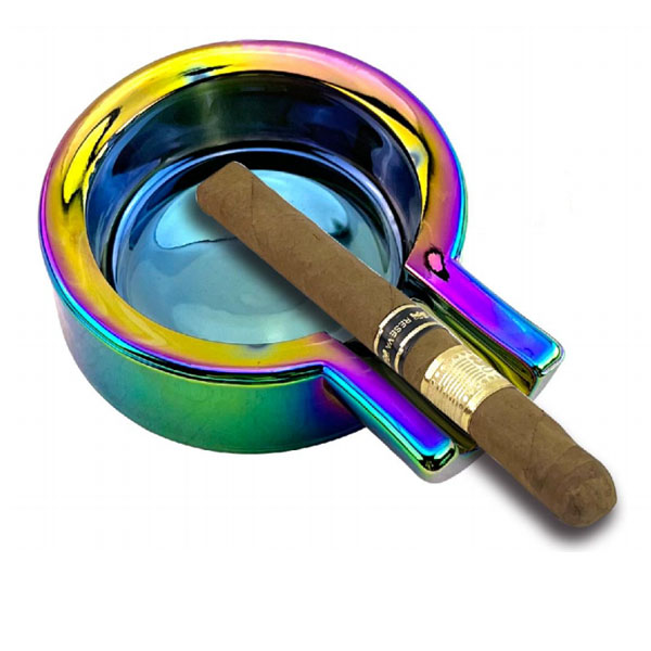 DK3092B Glass ashtray, iridescent colors, rainbow-colored cigar cigarette ashtray