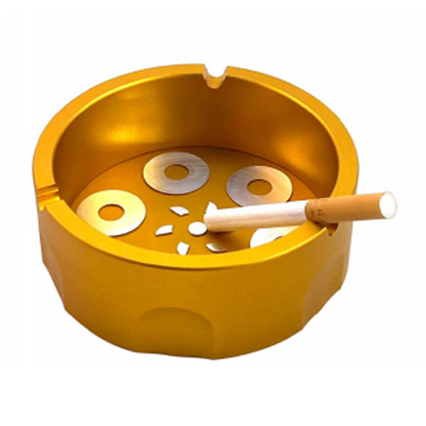 Aluminum Alloy Round Metal Ashtray for Cigarette Cigar Portable Home Office AshTray Durable Outside Decor Hotel Restaurant Baryellow