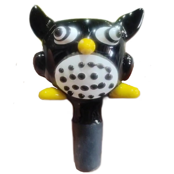 Black cartoon-patterned glass bowl glass pipe  black owl design